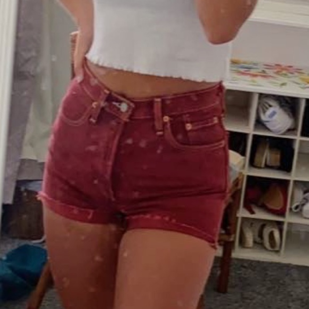 Red Levi jean shorts
